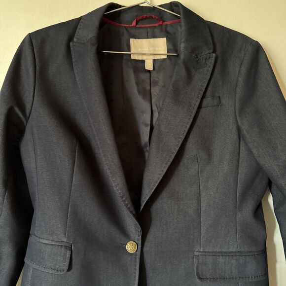 Banana Republic Blue Lined Button Stretch Blazer Jacket | Sz 12 Petit - Picture 2 of 11